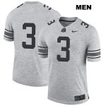 Men's NCAA Ohio State Buckeyes Damon Arnette #3 College Stitched No Name Authentic Nike Gray Football Jersey WH20X02LC